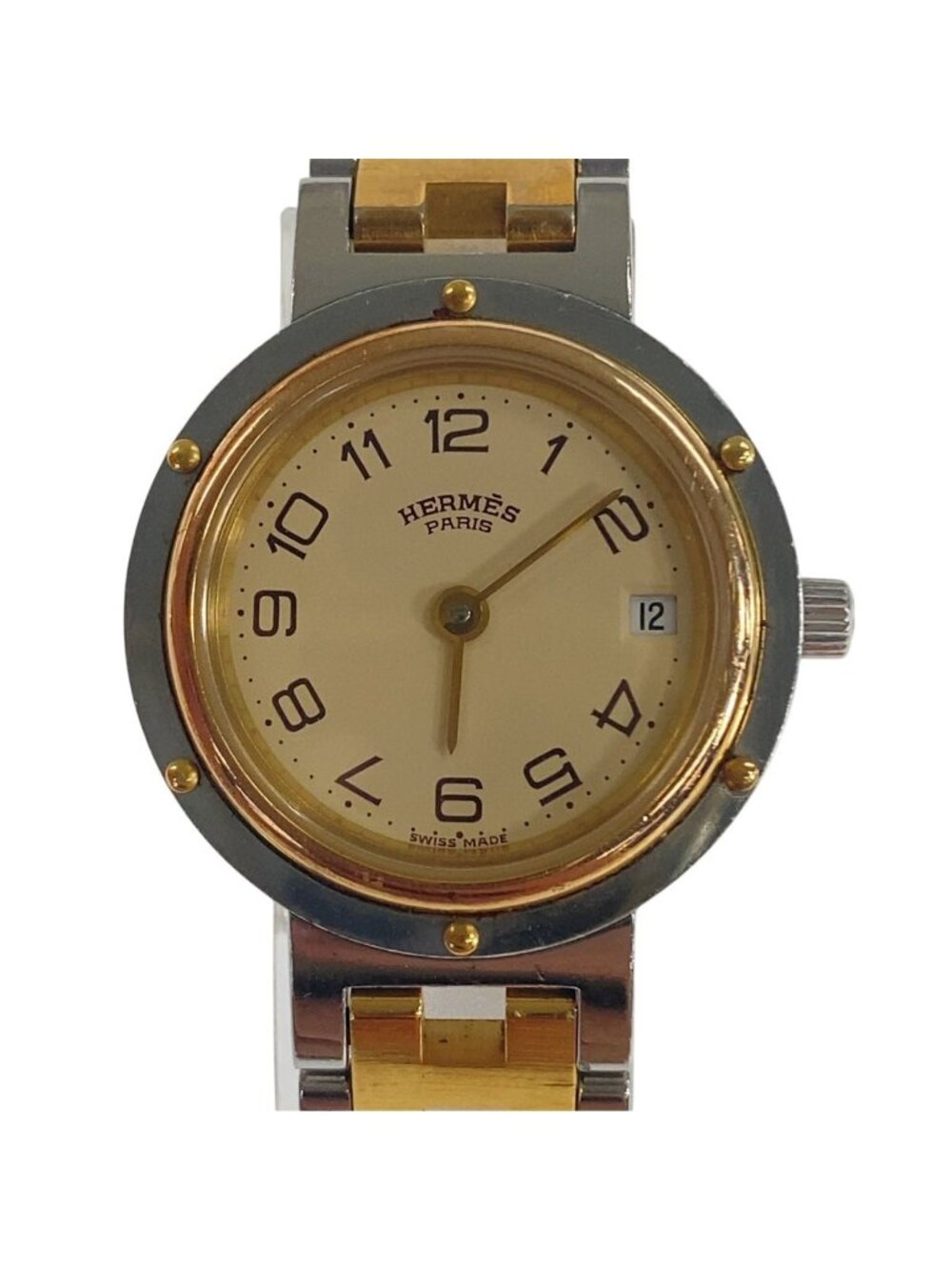 Hermes Clipper Gold Silver Metal Watch